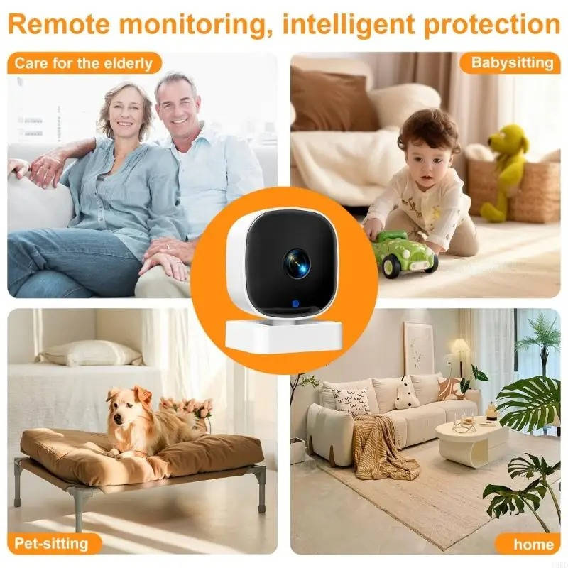 Indoor WiFi Security Camera Wall Mounted, 24H Mobile Monitoring with Night Vision for Home