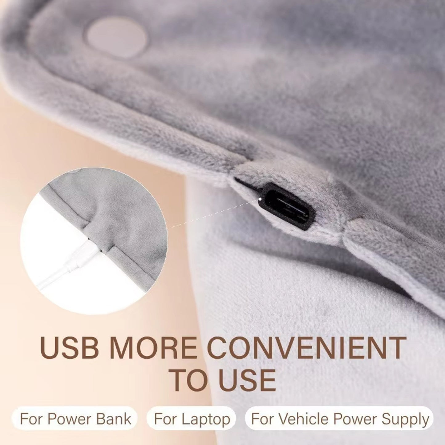 USB Heating Pad with Microplush Fabric and Machine Washable Cover for Back, Neck, Stomach