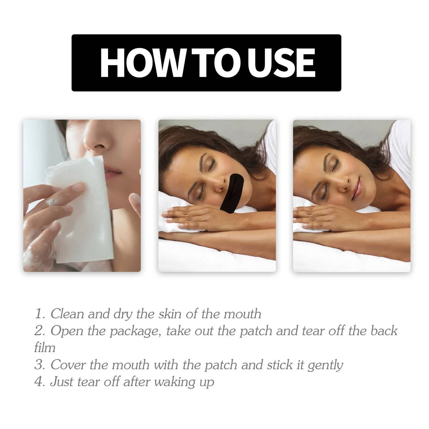 Nose Breathing Sleep Strips with Bamboo Charcoal and Hypoallergenic Adhesive