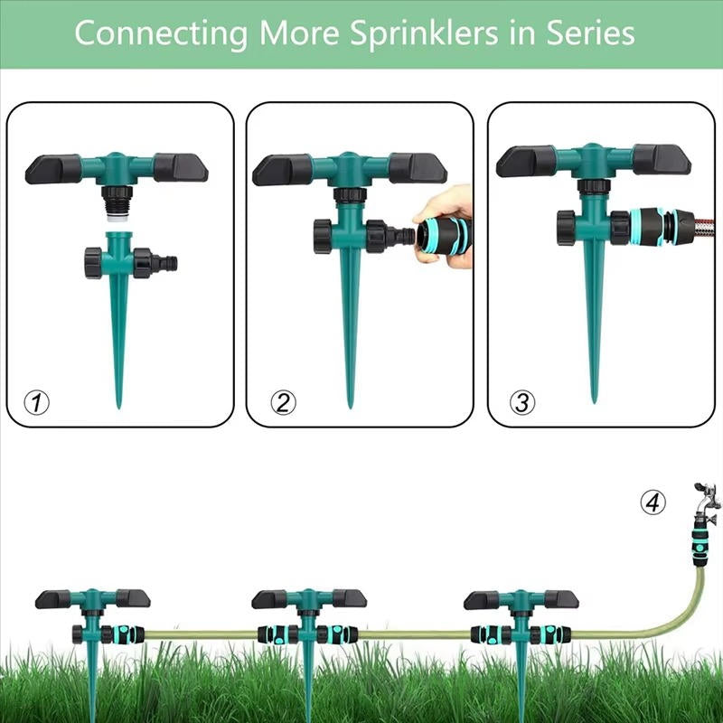 Rotating Garden Sprinkler Set with 360 Degree Coverage and Adjustable Spray Angles, 5 Pack