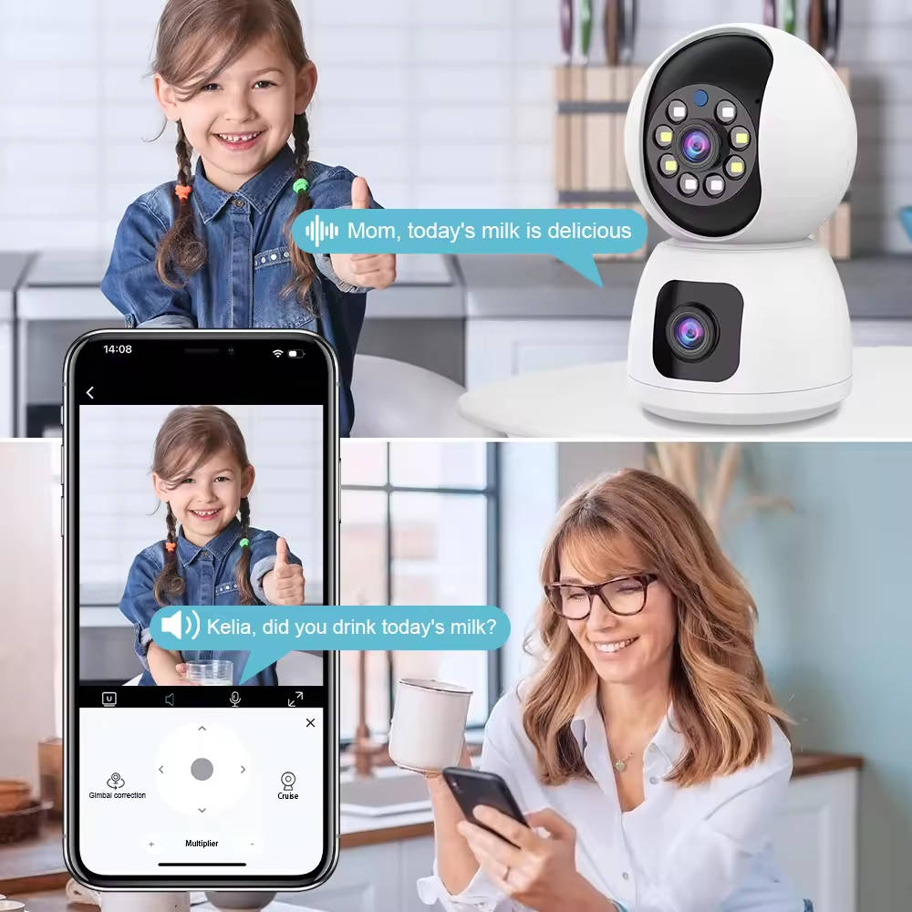 2MP Dual Lens Indoor Security Camera Wireless with Phone App, Auto Tracking Camera for Children & Pets