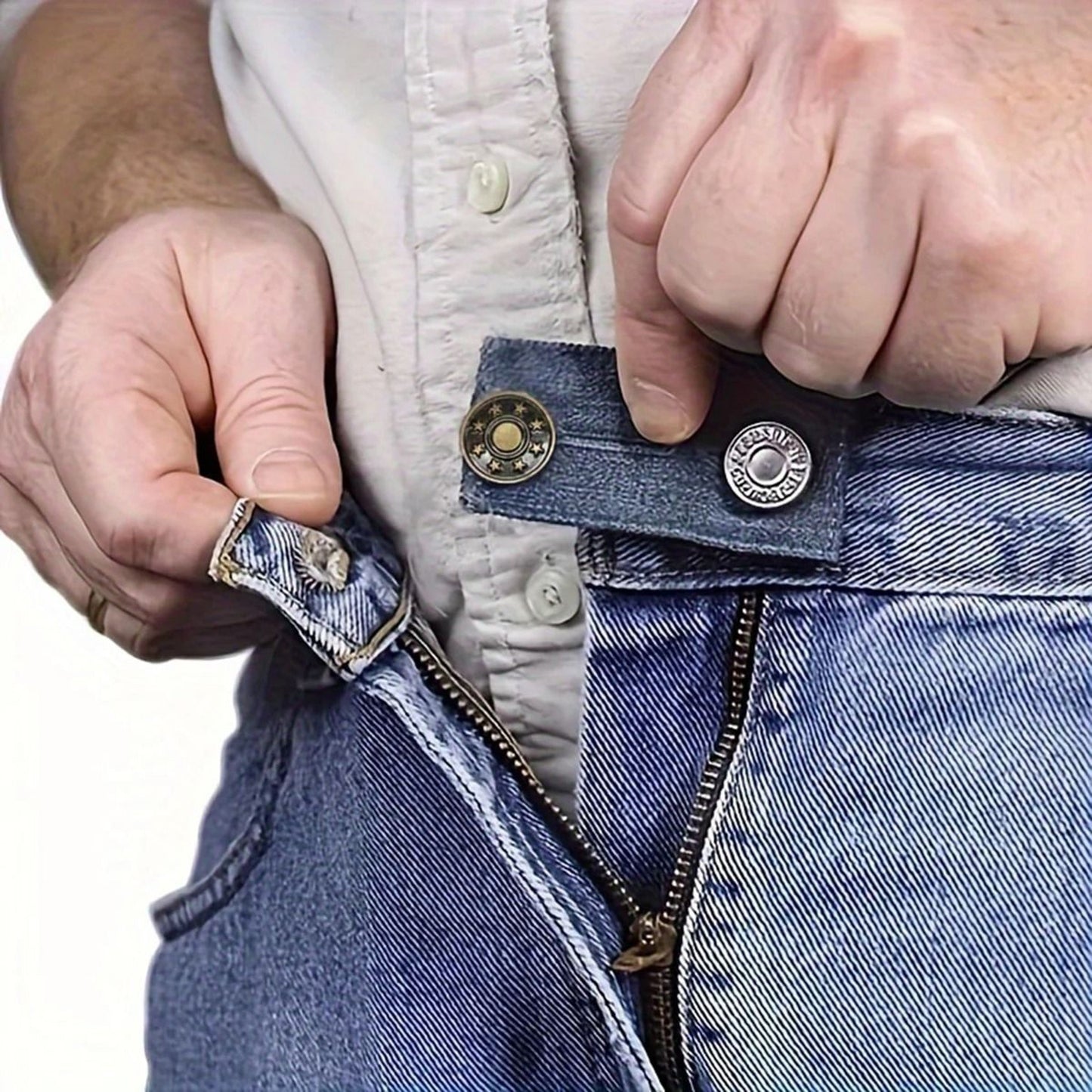 Waist Extender with Metal Button and Elastic Loop for Pants, 4-Piece Set