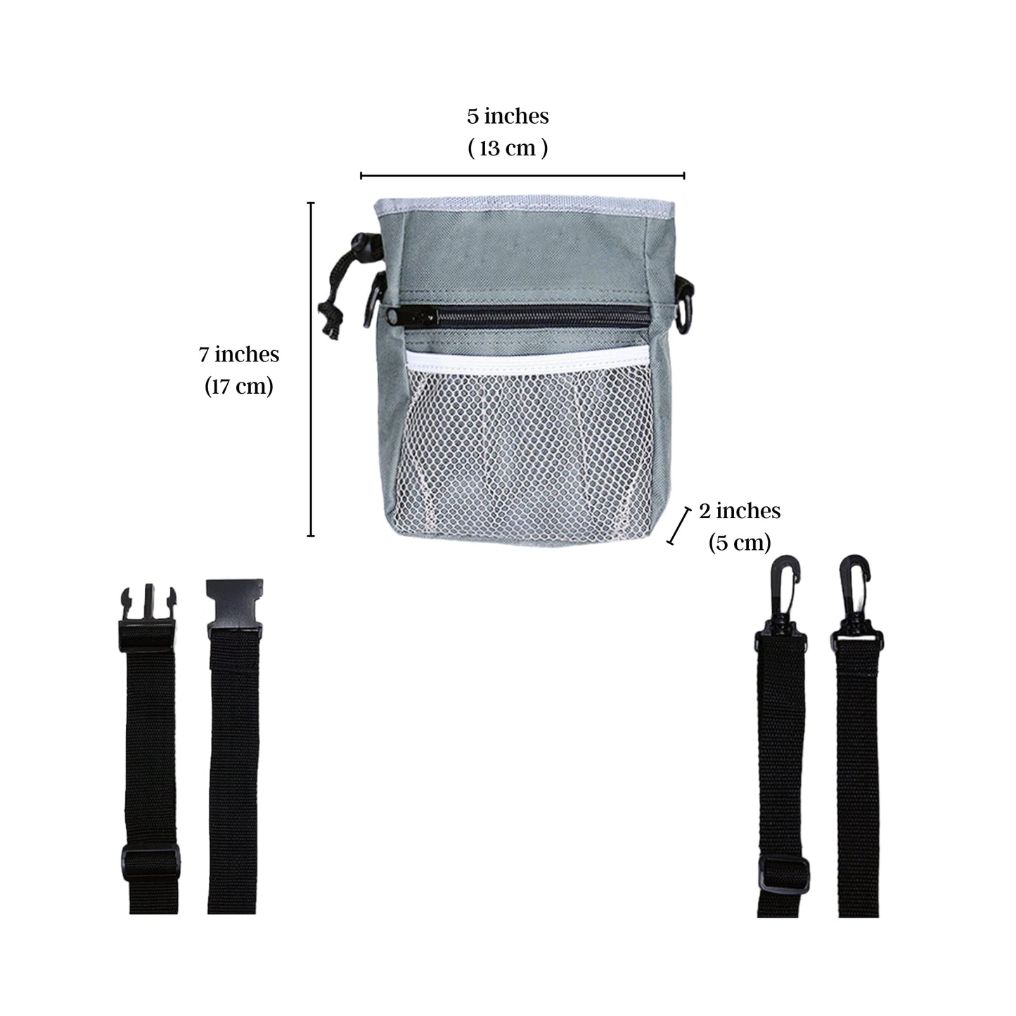 Dog & Bird Training & Travel Treat Pouch Bag, Gray Pet Training Snack Bag