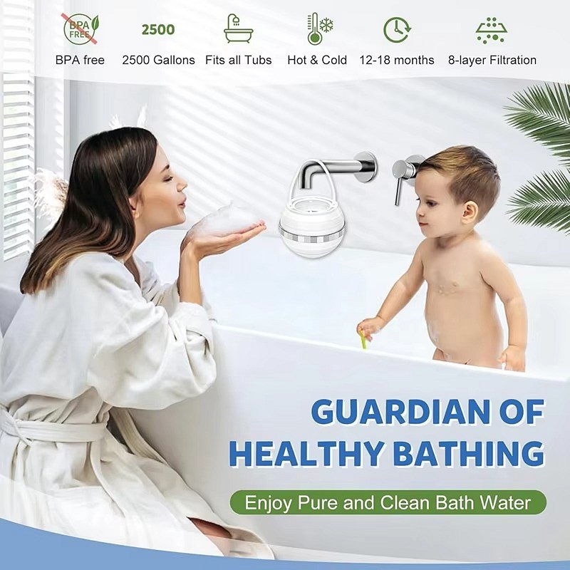 Faucet Mount Tub Filter with Eight-Layer Filtration and Mineral Enrichment