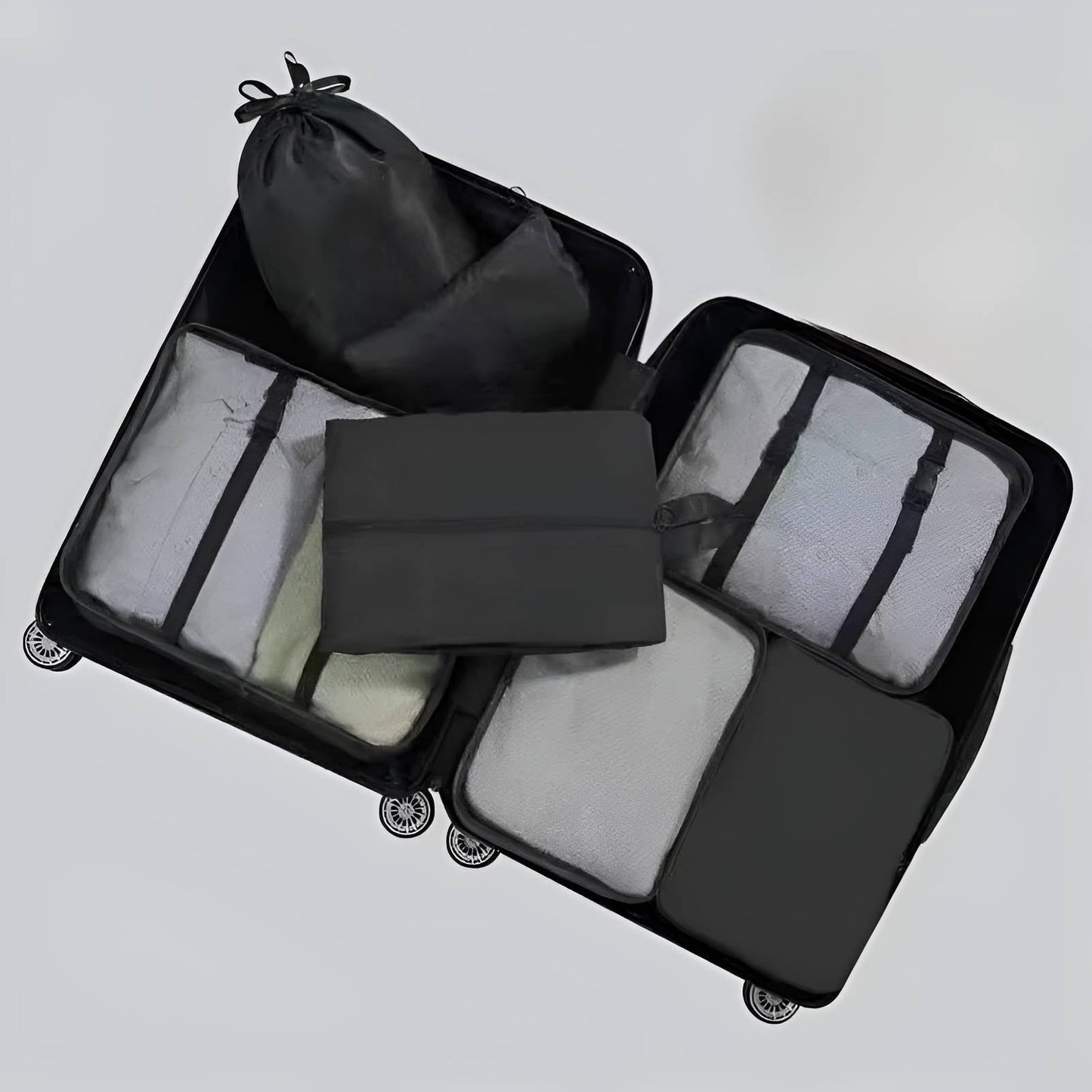 Packing Cubes for Travel Organization with Mesh Windows and Compression, 7-Piece Set
