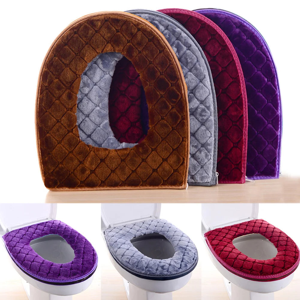 Plush Toilet Seat Cushion with Waterproof Layer and Machine Washable Fabric