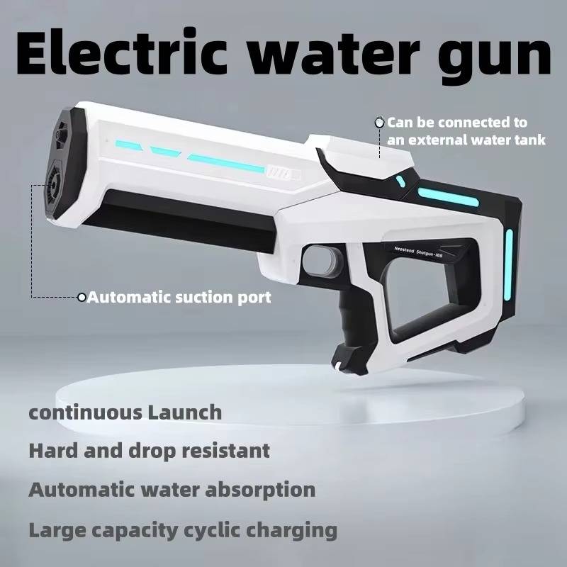 Motorized Water Gun with Auto Suction and 8-10 Meter Range, 500mAh Battery