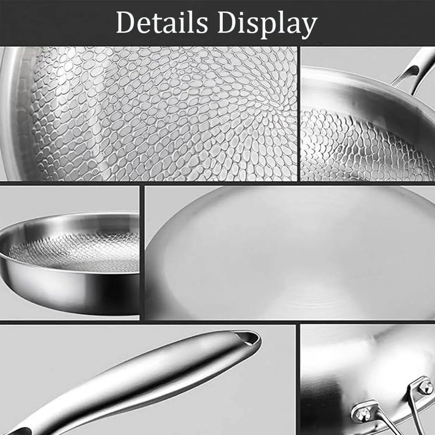 Titanium Steel Skillet with Fish Scale Texture and Curved Rim, Multi-Stove Compatible