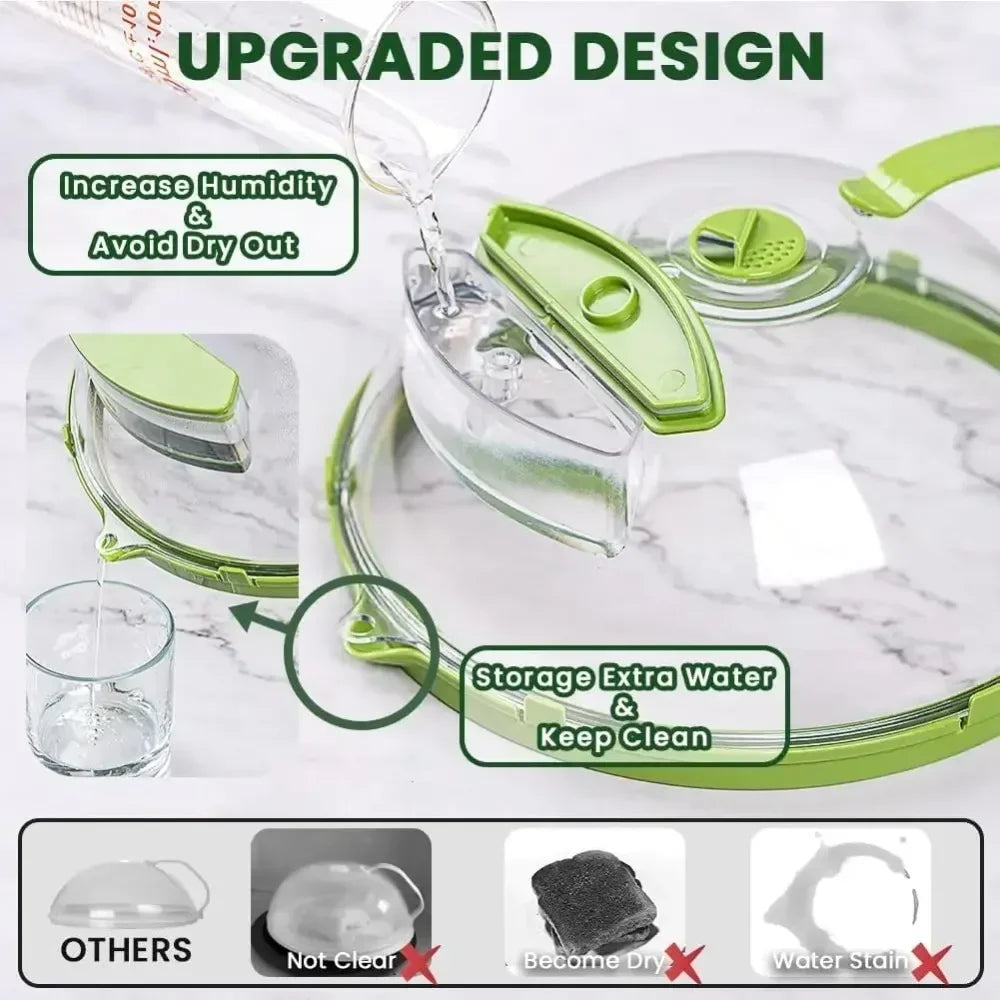 Splatter-Proof Microwave Cover with Built-In Water Steamer and Adjustable Vent