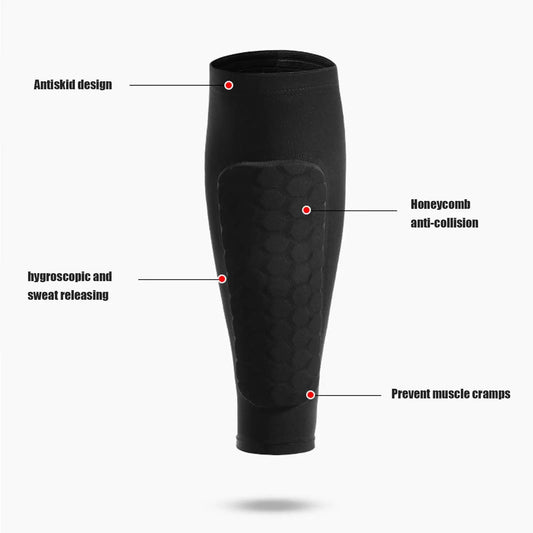 Soccer Shin Guards with Honeycomb Cushioning and Compression Fit
