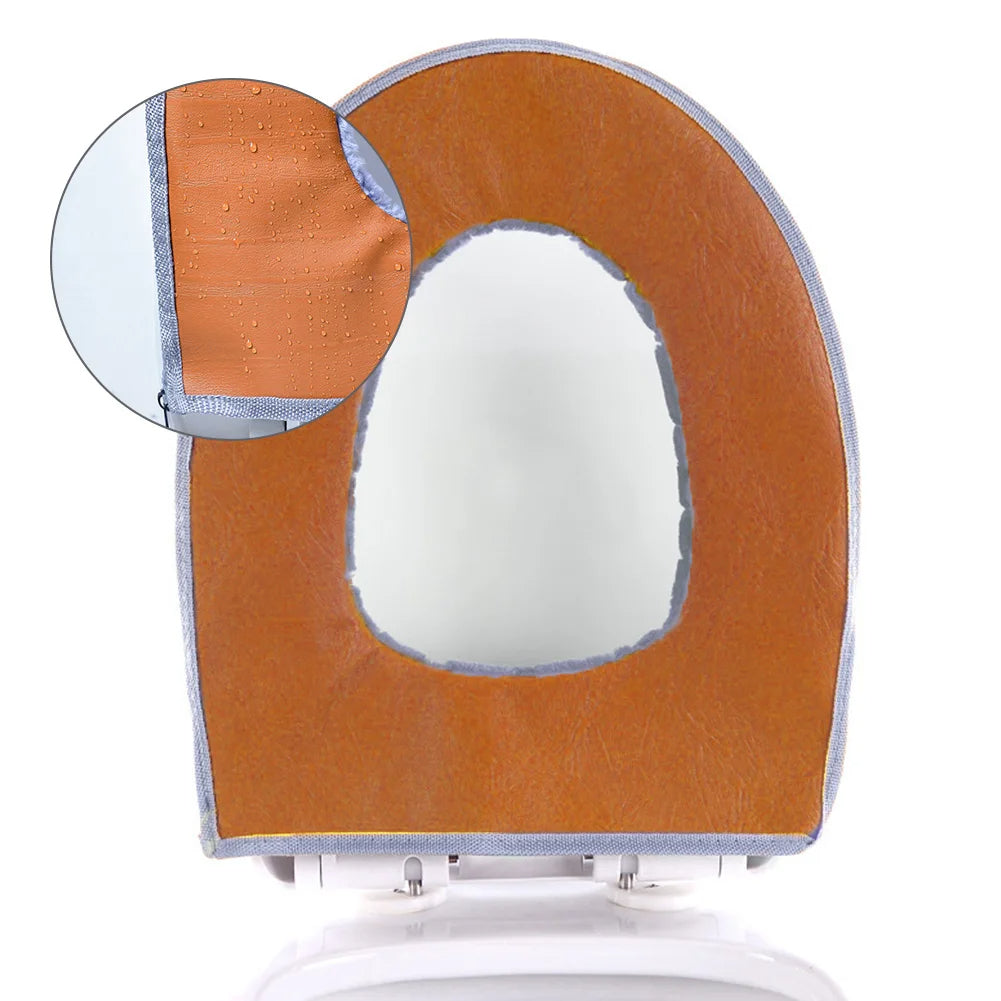 Plush Toilet Seat Cushion with Waterproof Layer and Machine Washable Fabric