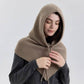 Knit Hood with Attached Scarf and Drawstring Closure