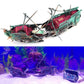Sunken Boat Aquarium Decoration with Built-In Air System and Multiple Swim Spaces