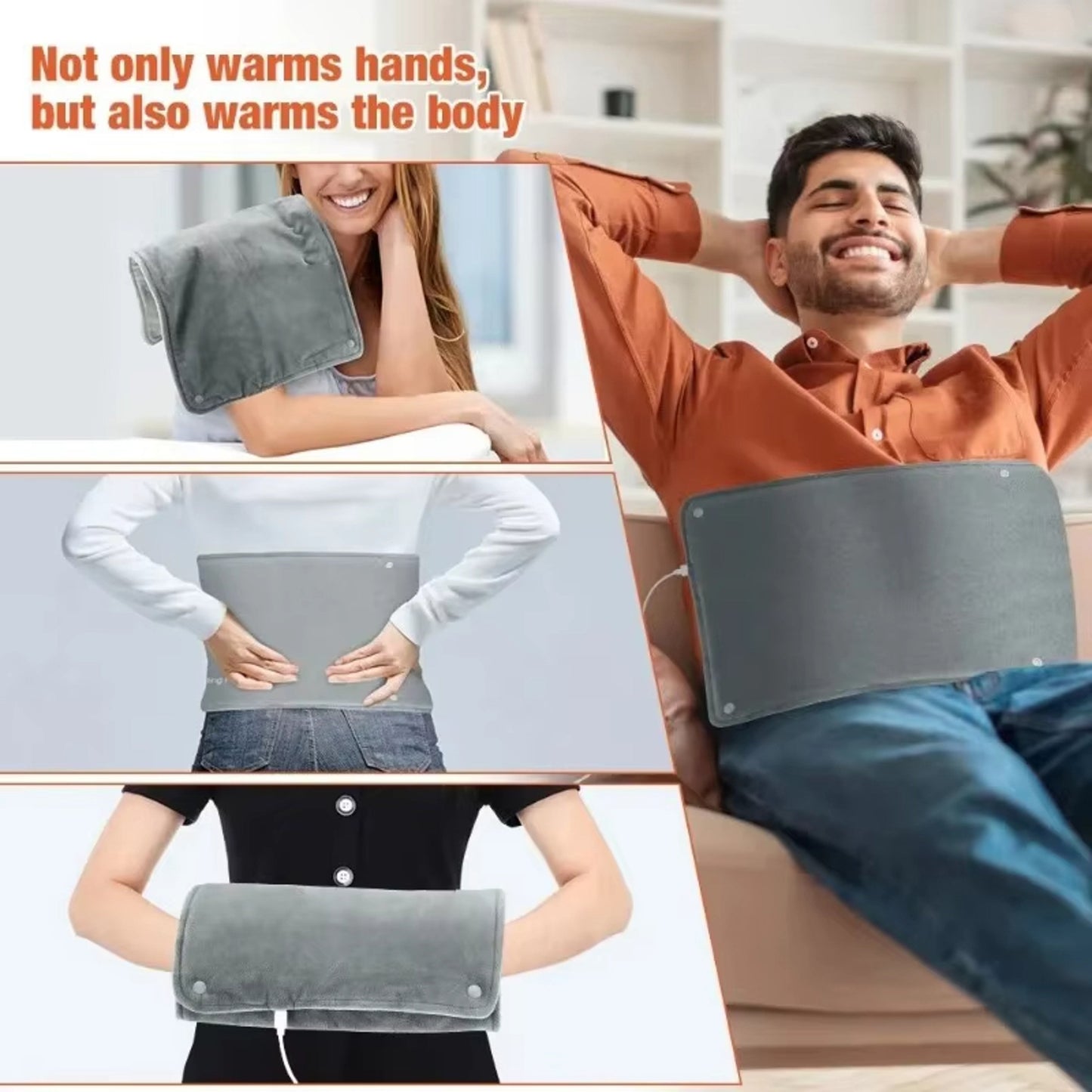 USB Heating Pad with Microplush Fabric and Machine Washable Design for Back and Neck Relief