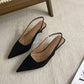 Pointed Toe Slingback Kitten Heels for Women with Microfiber Upper and Slip-On Design