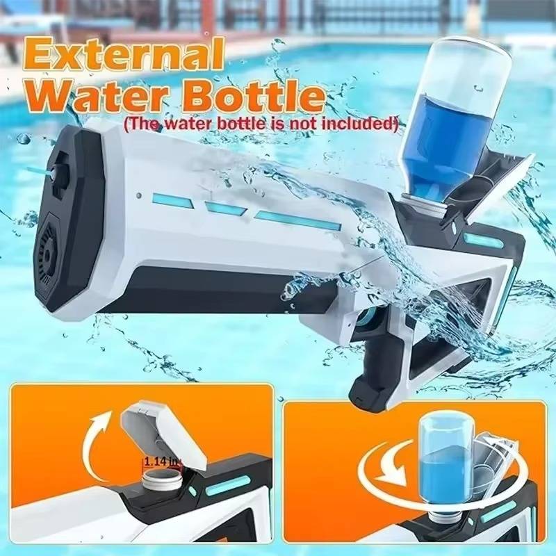 Motorized Water Gun with Auto Suction and 8-10 Meter Range, 500mAh Battery