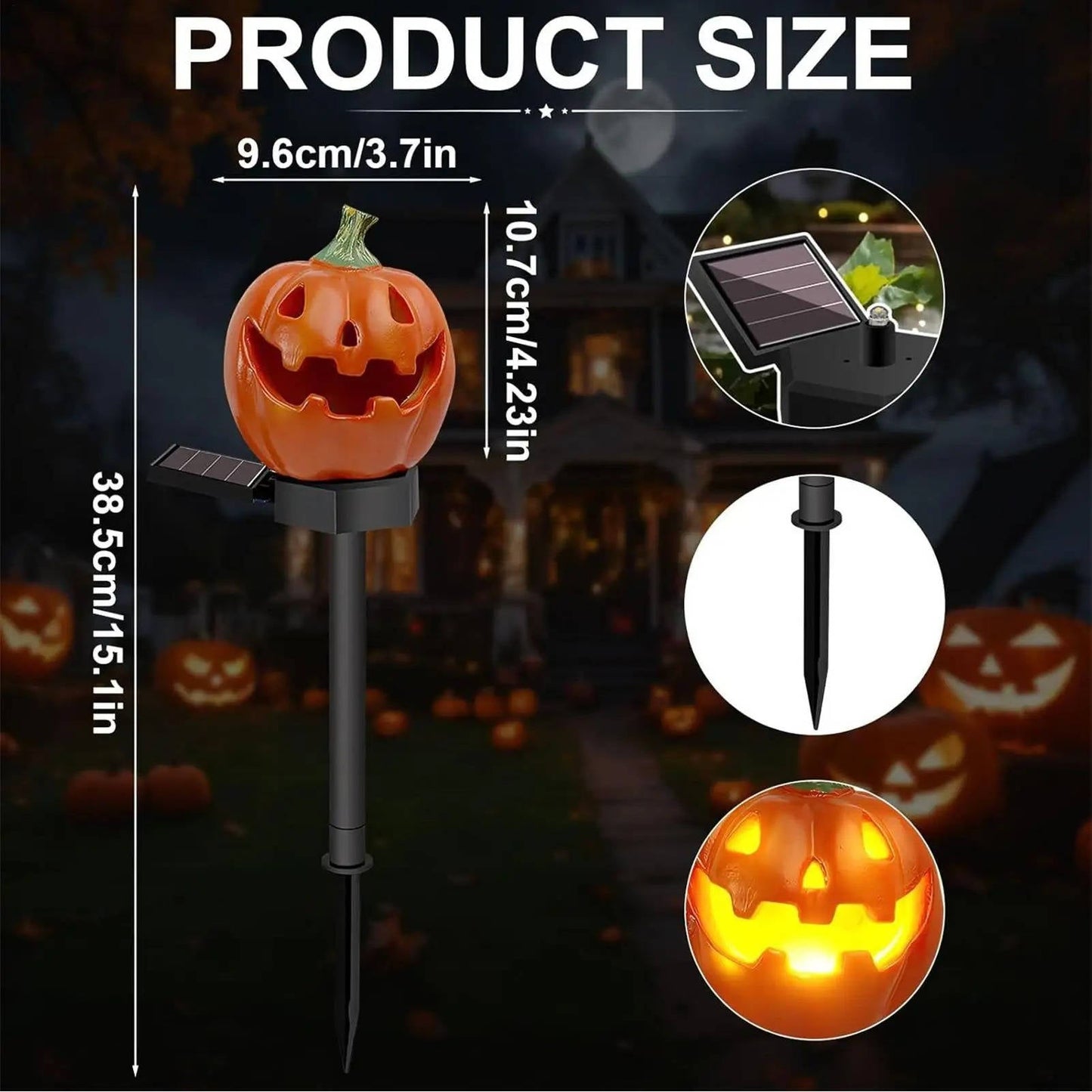 Solar Pumpkin Pathway Lights with Automatic Dusk Sensor and Warm White LED