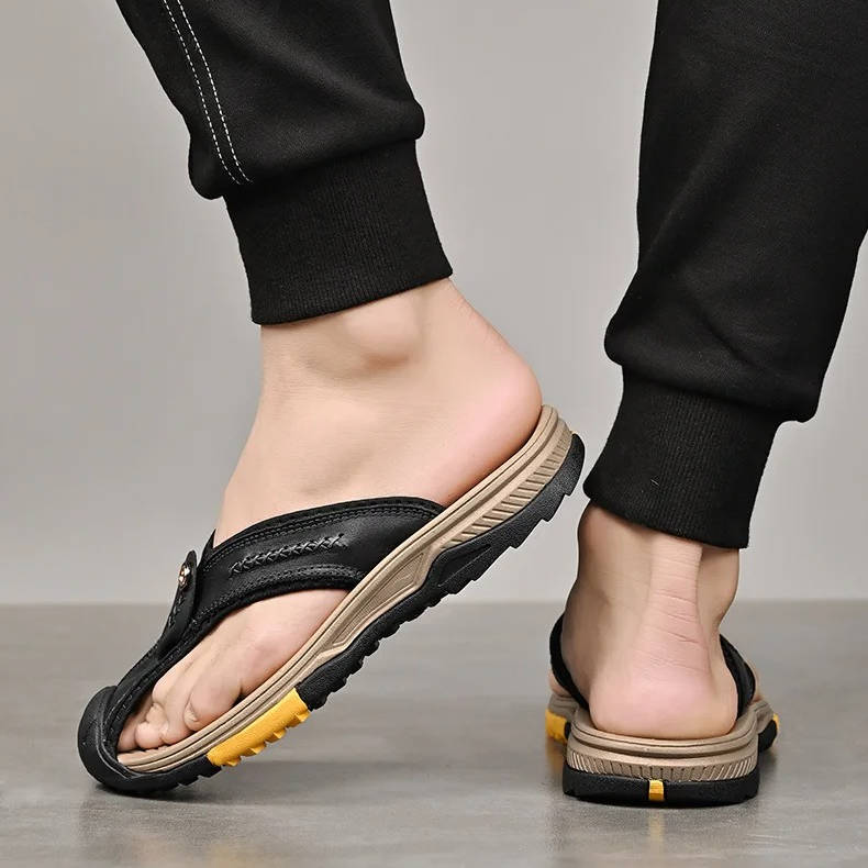 Closed Toe Flip Flops for Men with Nonslip Rubber Sole and Fast Drying Material