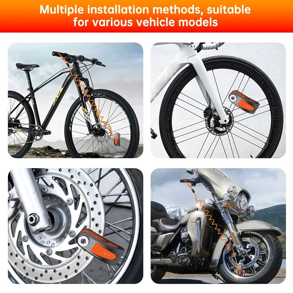 Disc Brake Lock with 120dB Motion Alarm and 6-Month Battery for Motorcycles