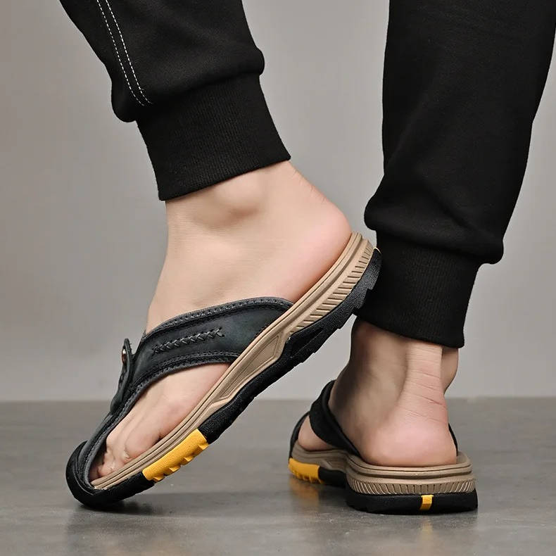 Closed Toe Flip Flops for Men with Nonslip Rubber Sole and Fast Drying Material