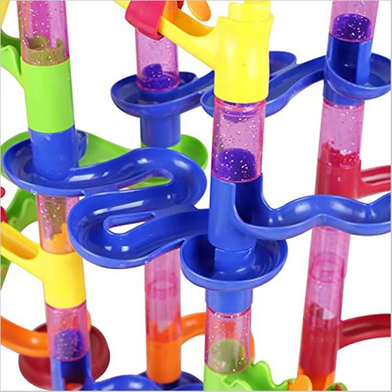 Marble Run Construction Set with 133 Pieces and Button Release Funnel