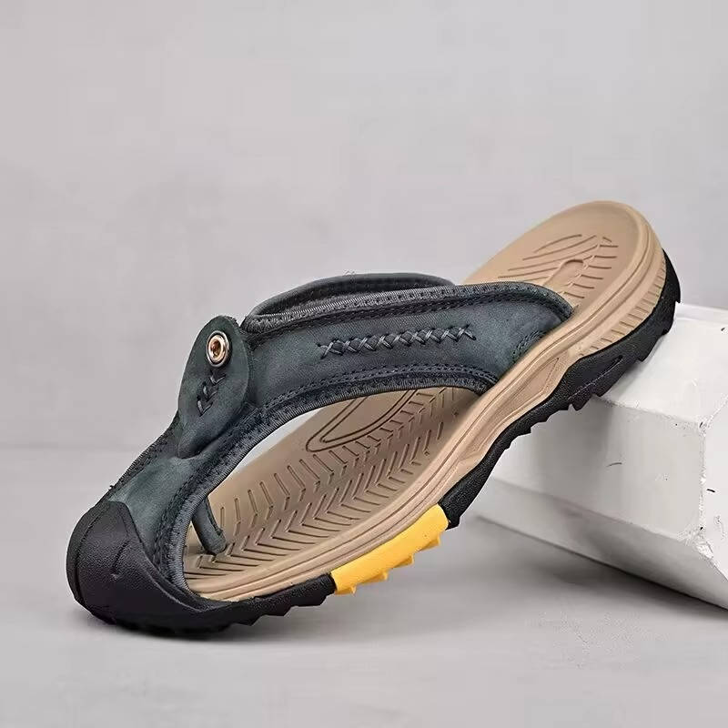 Closed Toe Flip Flops for Men with Nonslip Rubber Sole and Fast Drying Material