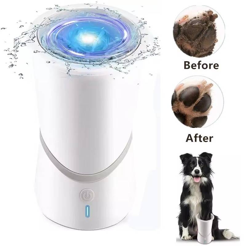 Dog Paw Cleaner with Rotating Silicone Brushes and Dual Speed Settings