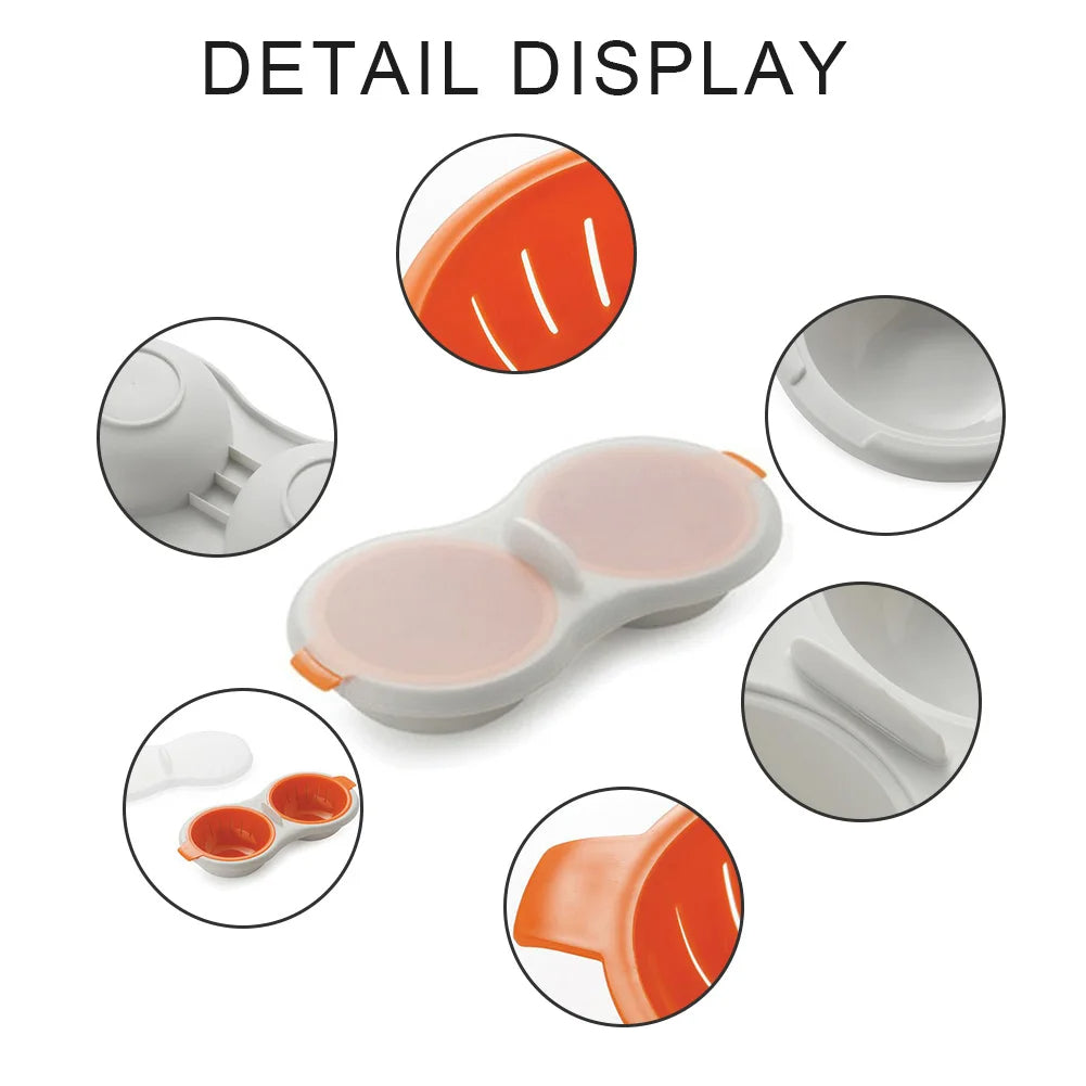 Two Egg Microwave Poacher with Drain Basket and Non-Stick Grid