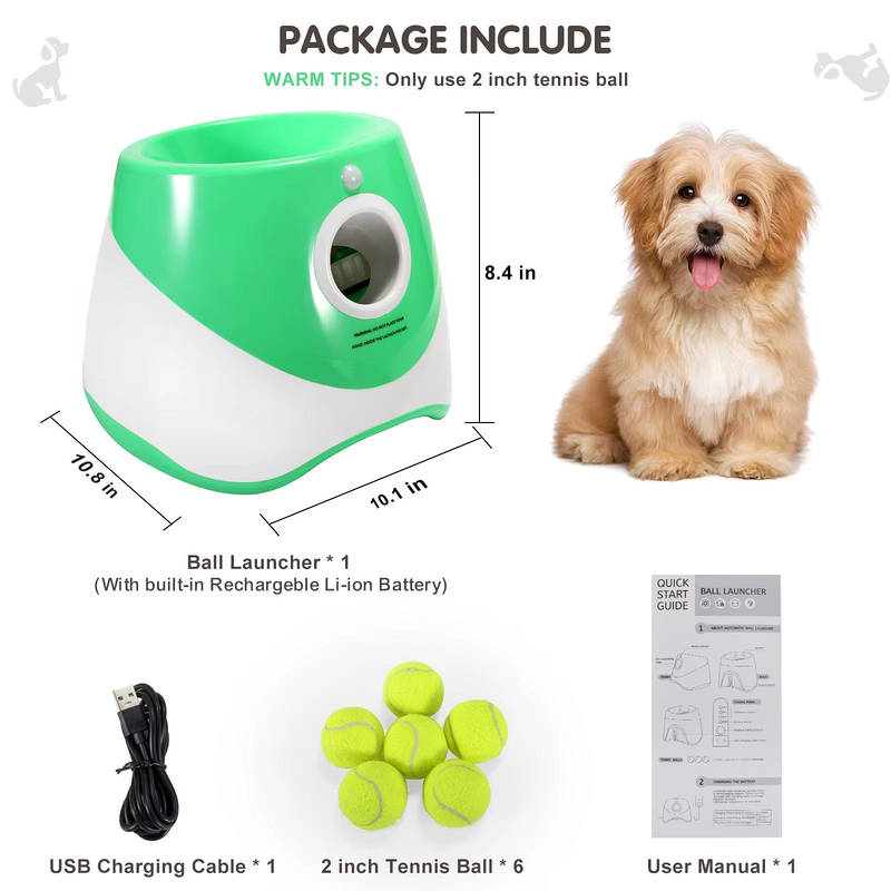 Automatic Dog Ball Launcher Rechargeable, Interactive Pet Thrower with 3 Distance Settings LED Indicator for Small Medium Dogs