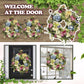 Synthetic Hydrangea Wreath with Rainbow Blooms and Green Foliage