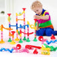 Marble Run Construction Set with 133 Pieces and Button Release Funnel
