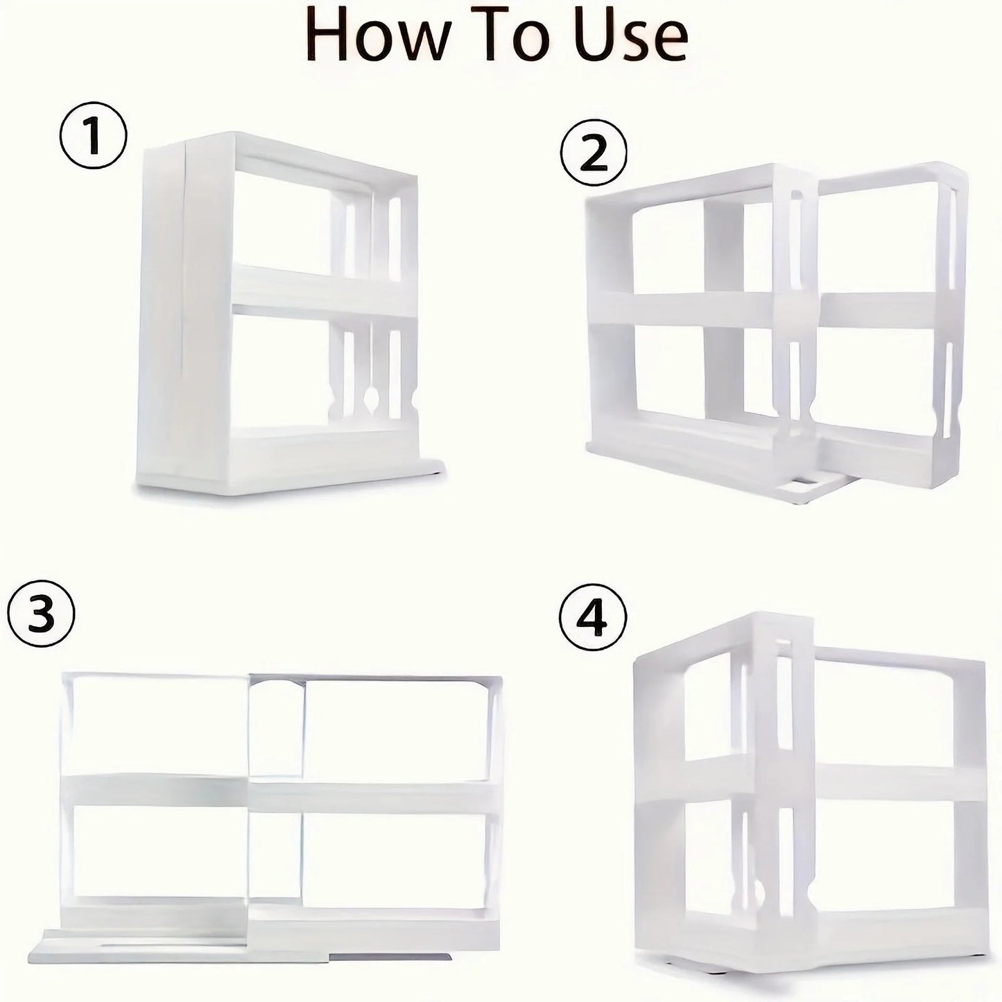 Two Tier Spice Rack with 90 Degree Swivel Shelves and Anti Slip Base