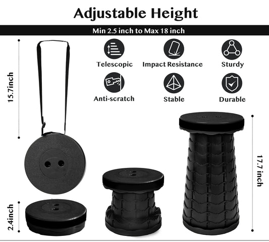 Telescopic Stool with Adjustable Height and Carrying Straps, 330 Pound  Capacity