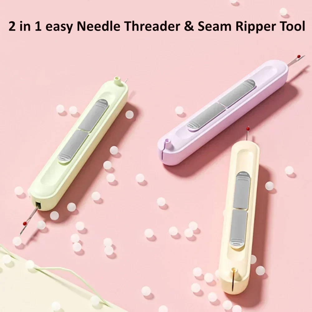 Dual Function Needle Threader with Seam Ripper, Stainless Steel