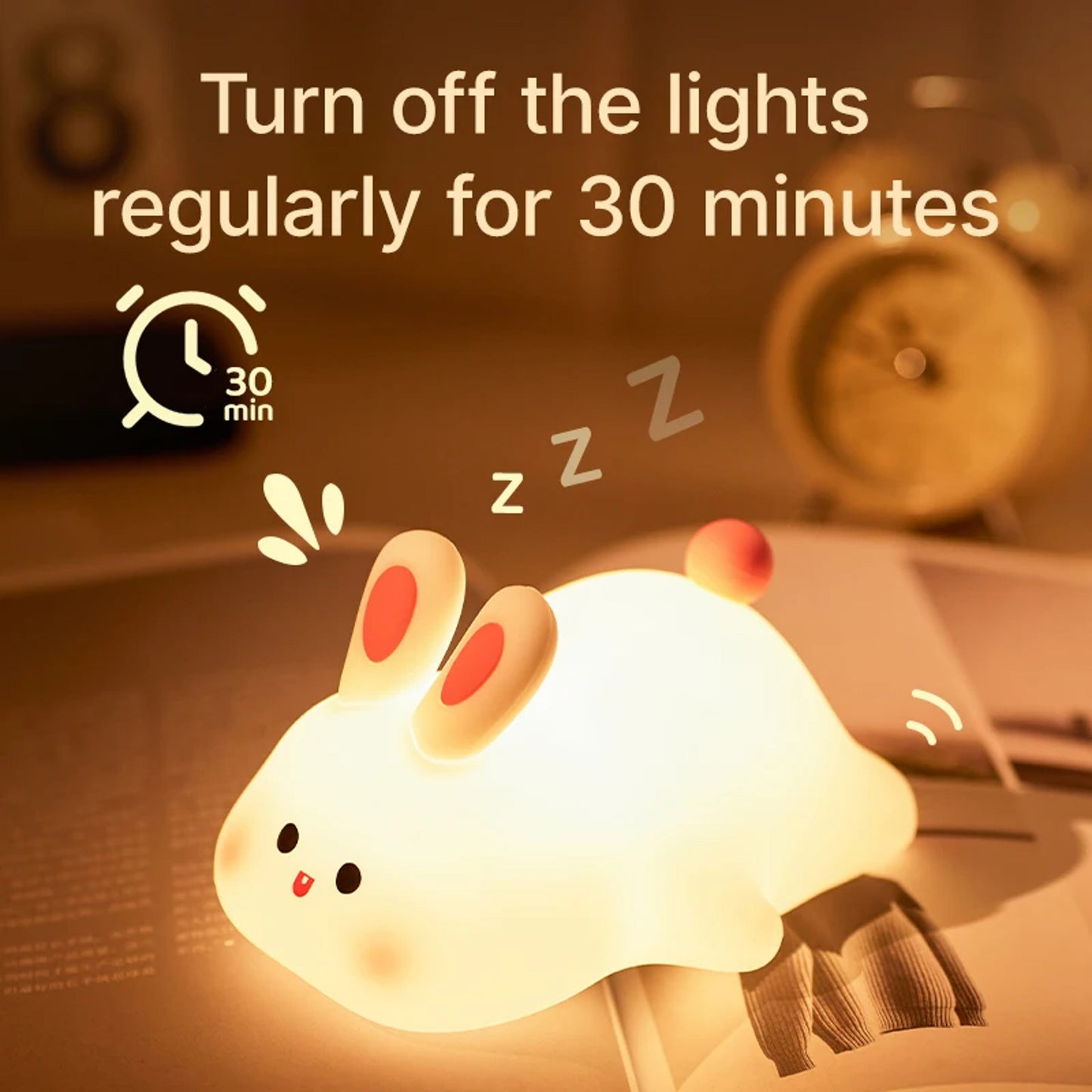 Rabbit Silicone Night Light with Touch Control and Adjustable Brightness for Kids