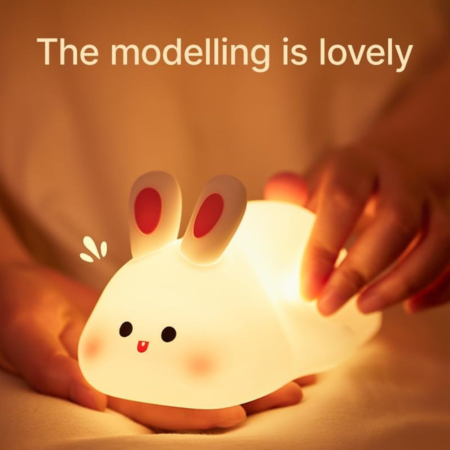 Rabbit Silicone Night Light with Touch Control and Adjustable Brightness for Kids