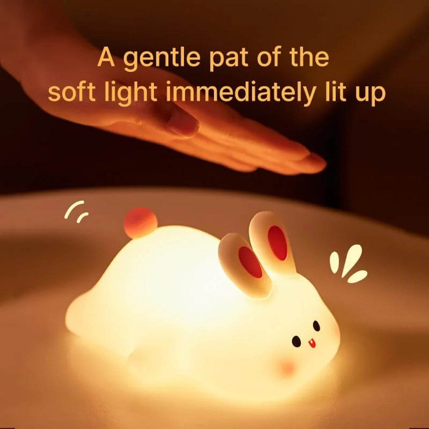 Rabbit Silicone Night Light with Touch Control and Adjustable Brightness for Kids