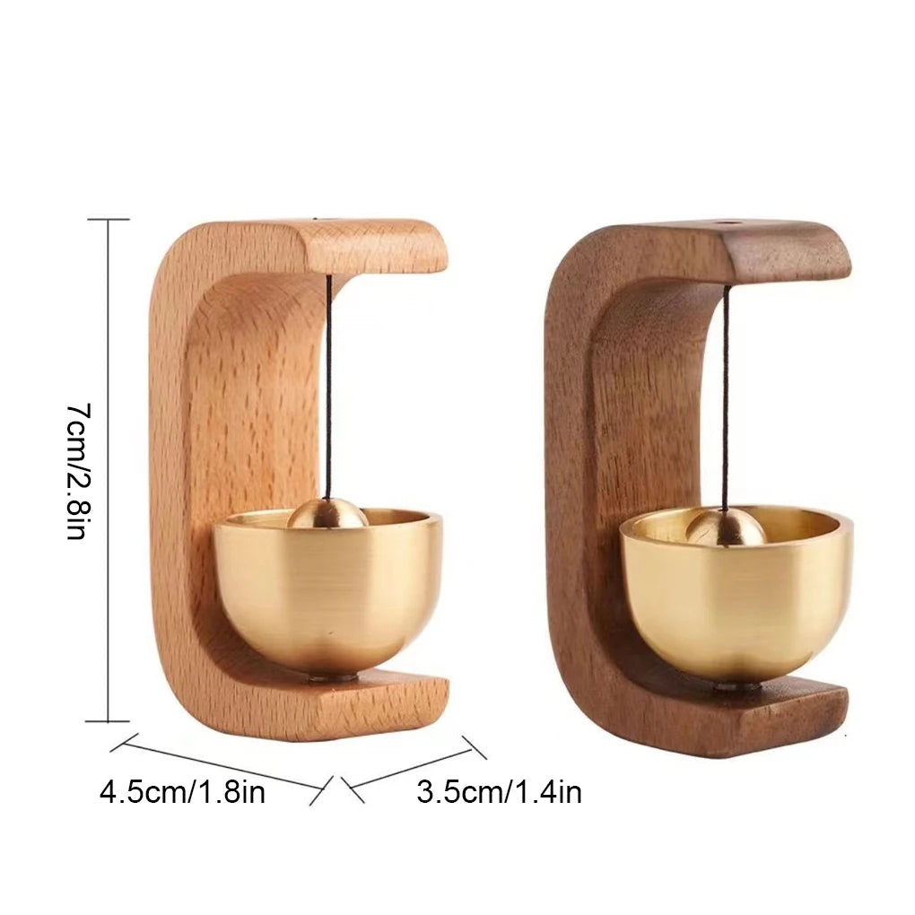 Wireless Doorbell with Wooden Chime and Magnetic Mount, Brass Tubes