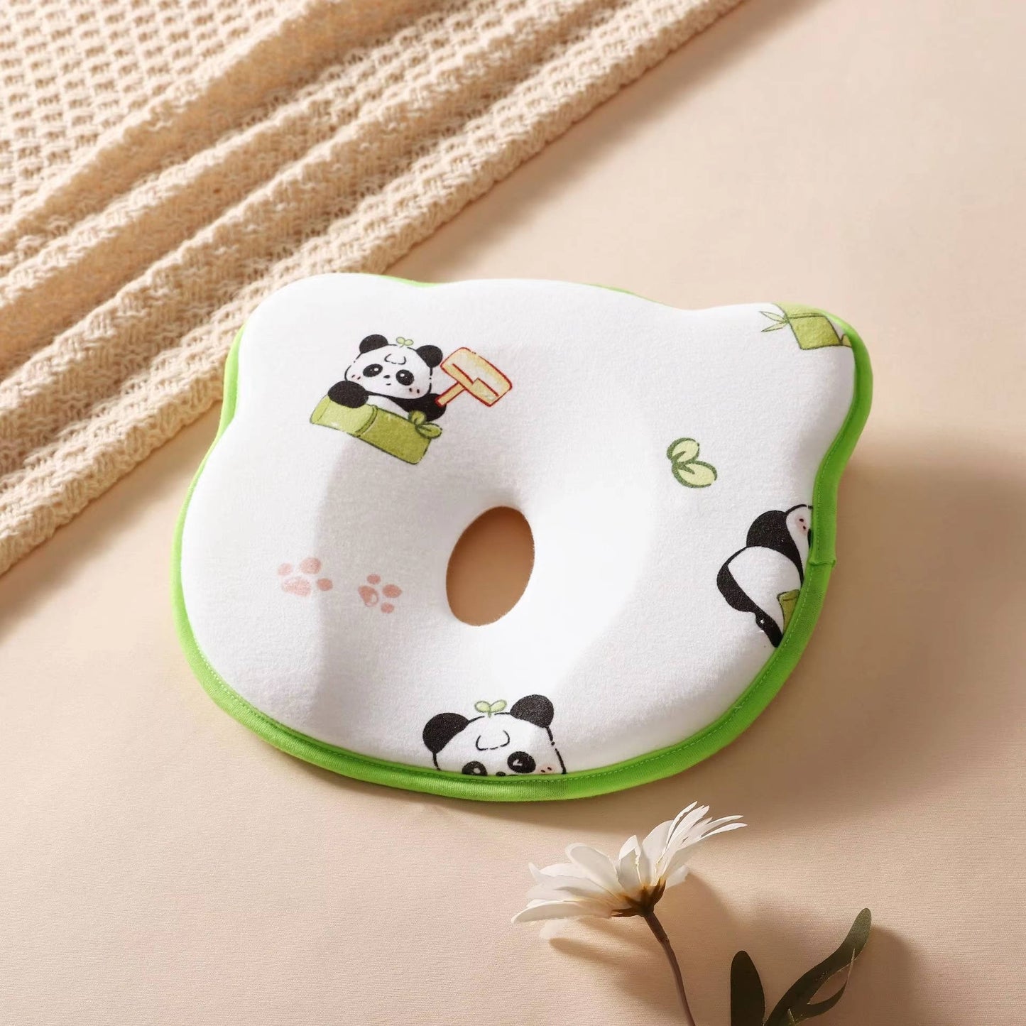 Infant Head Support Pillow with U-Shaped Groove and Silicone Core, Machine Washable