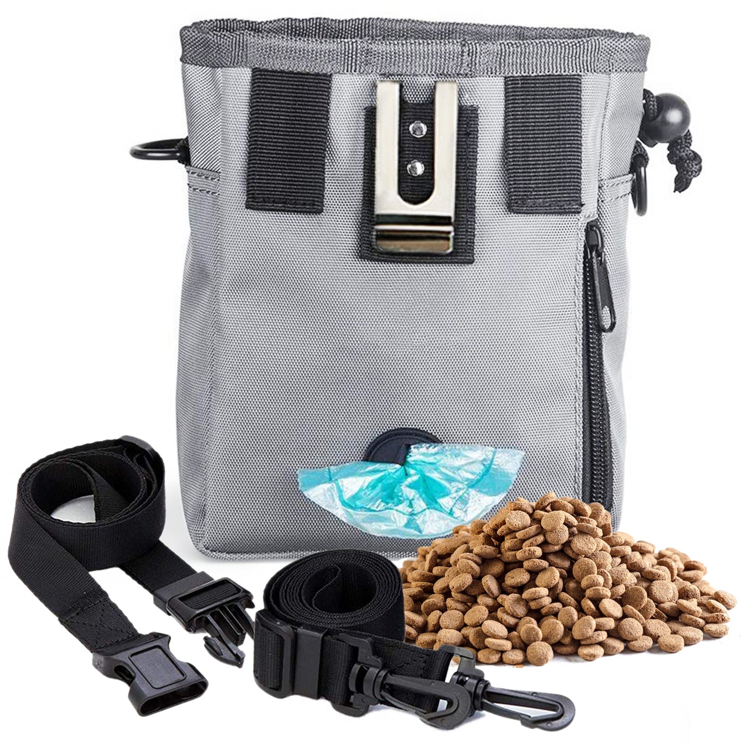 Dog & Bird Training & Travel Treat Pouch Bag, Gray Pet Training Snack Bag