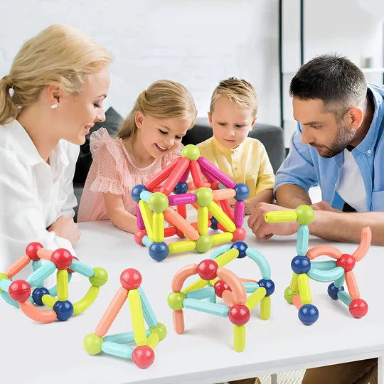 Magnetic Building Sticks and Blocks, Montessori Educational Toy Set