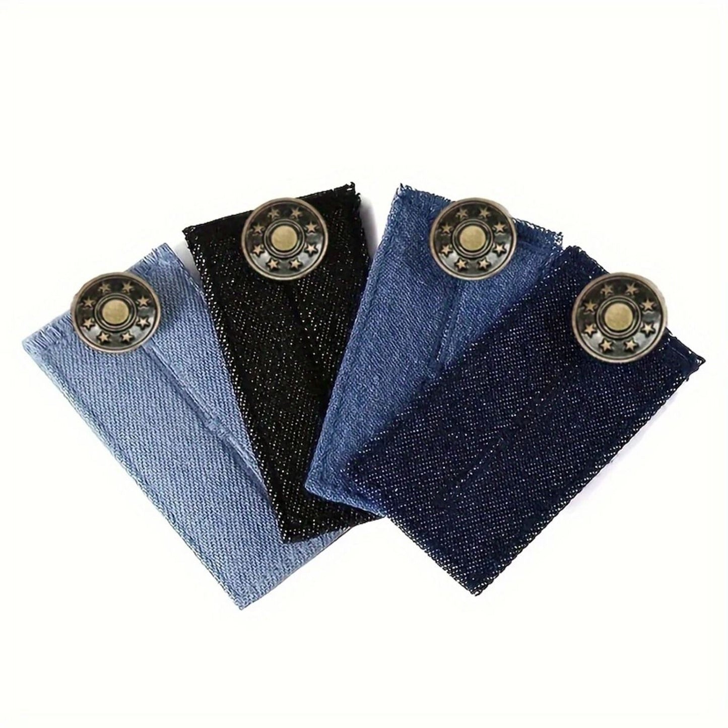Waist Extender with Metal Button and Elastic Loop for Pants, 4-Piece Set