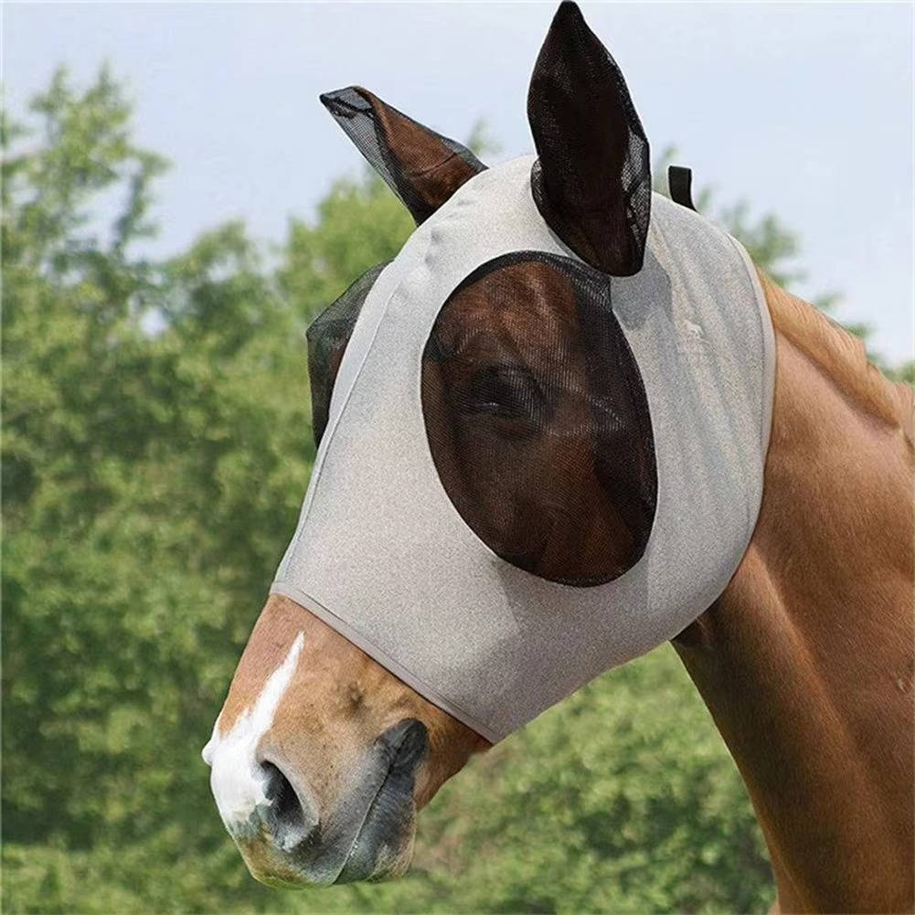 Horse Fly Mask with Stretchy Mesh and UV Protection for All Sizes