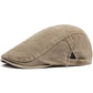 Washed Cotton Denim Newsboy Cap with Adjustable Interior Band and Eight Panel Design