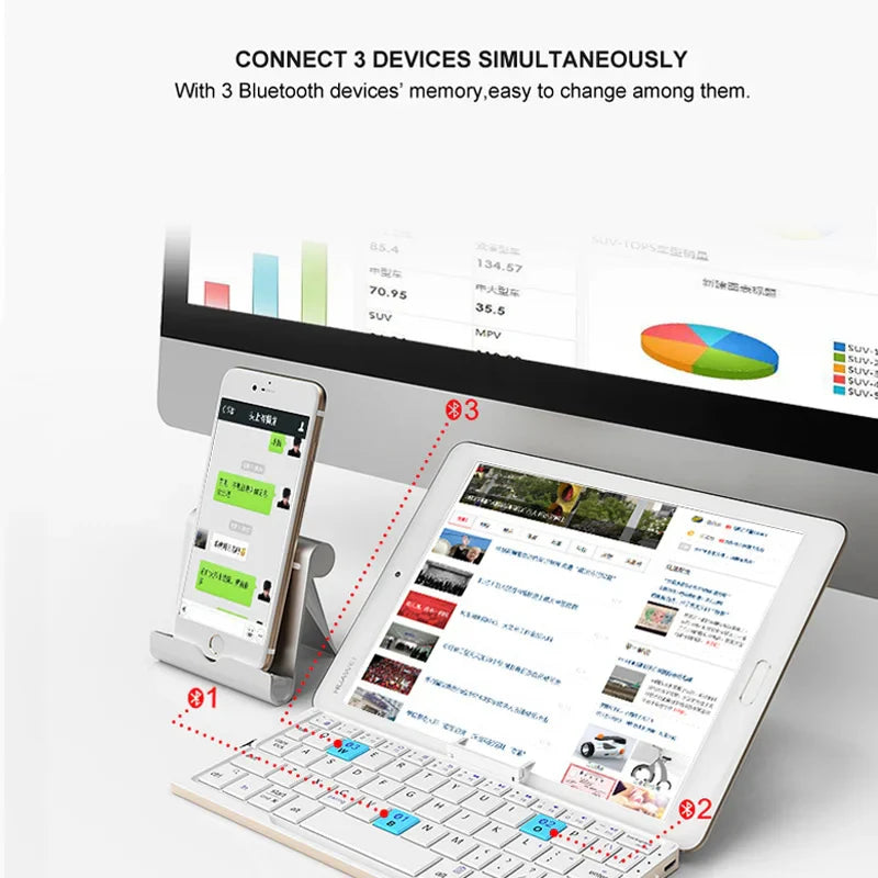 Foldable Bluetooth Keyboard and Magnetic Stand for Tablets