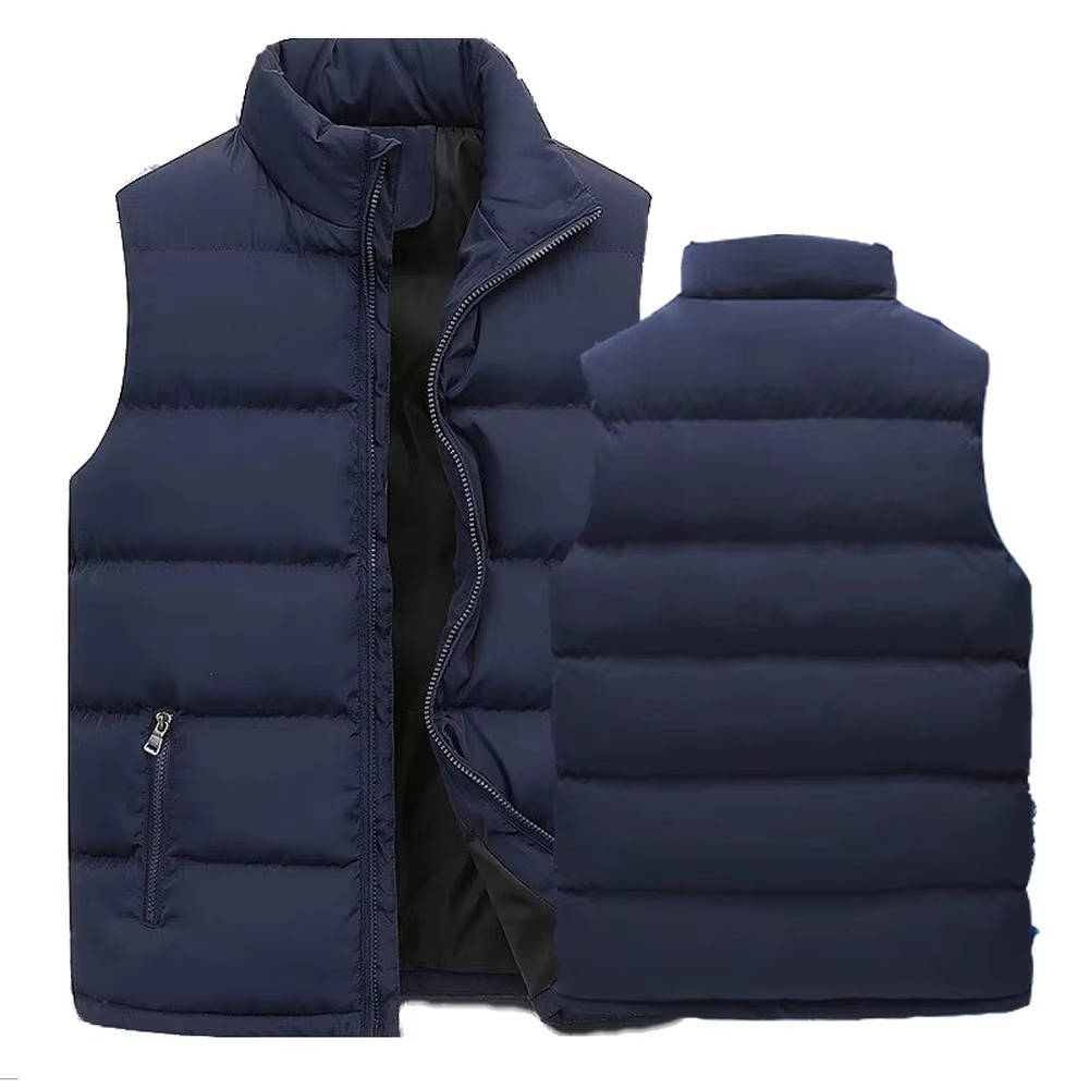 Sleeveless Puffer Vest with Water Repellent Shell and Zippered Pockets for Men