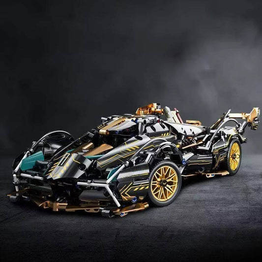 Working Supercar Building Block Set with Steering Mechanism and Four-Point Suspension, 1690 Pieces
