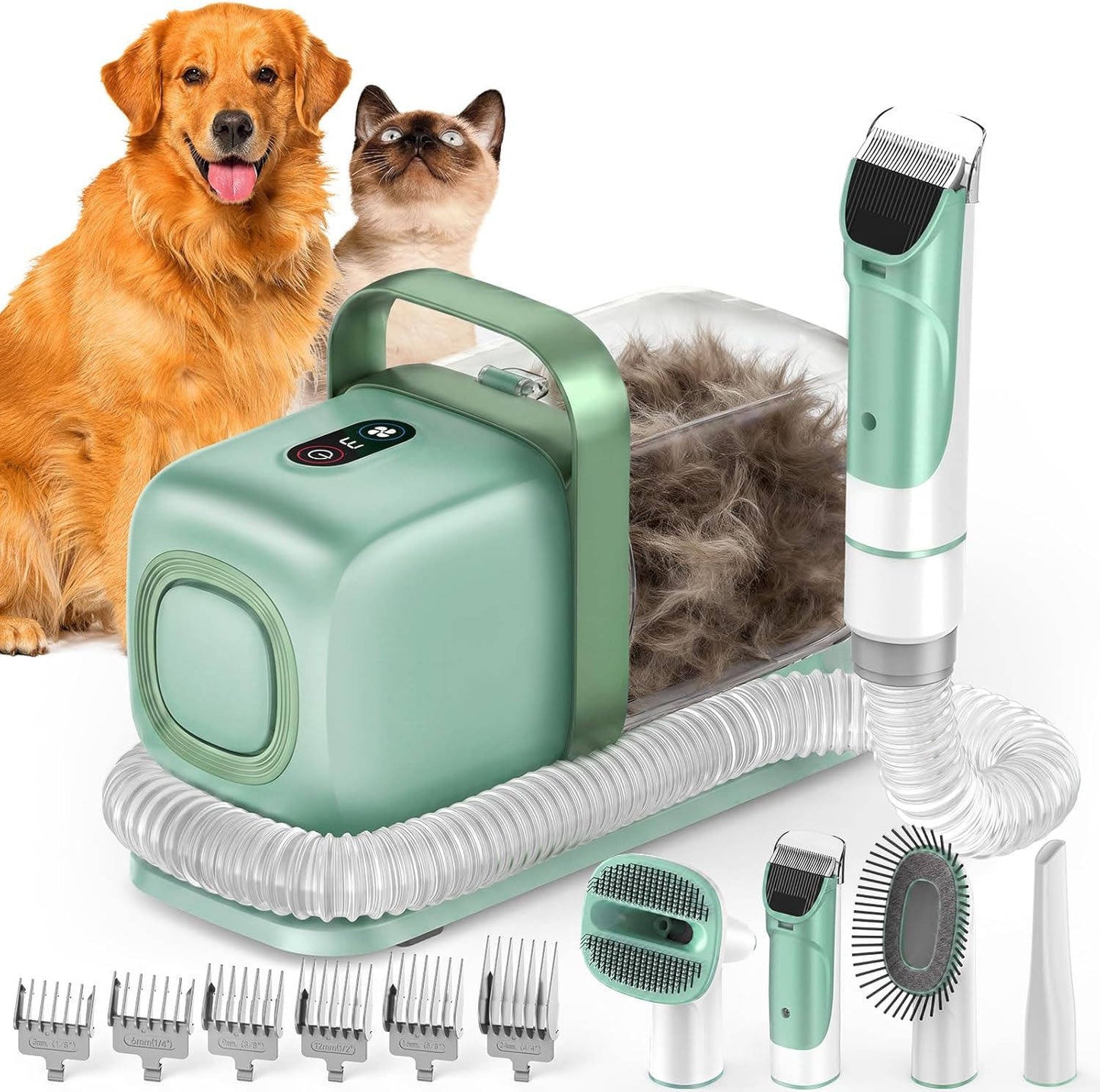 Dog Grooming Vacuum Kit, 15000Pa Pet Grooming Vacuum with Clipper, Shedding Brush and 2L Dust Cup