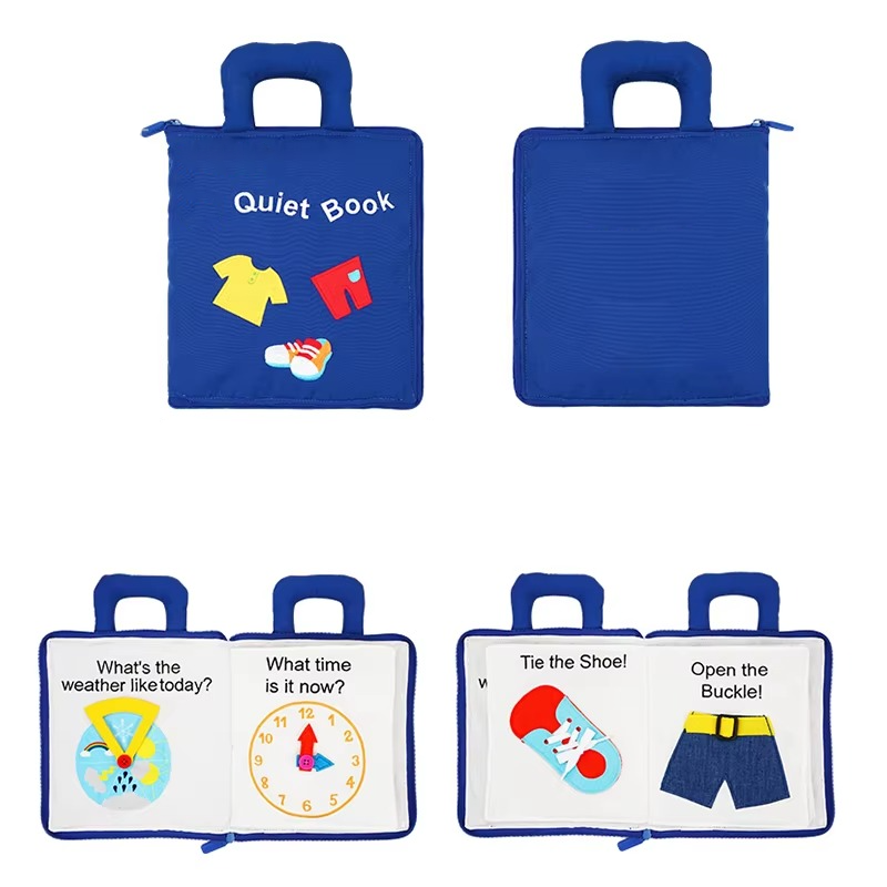 Soft Cloth Activity Book with Crinkle Tabs and 3D Shapes for Babies 0-6 Years
