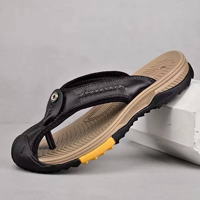 Closed Toe Flip Flops for Men with Nonslip Rubber Sole and Fast Drying Material